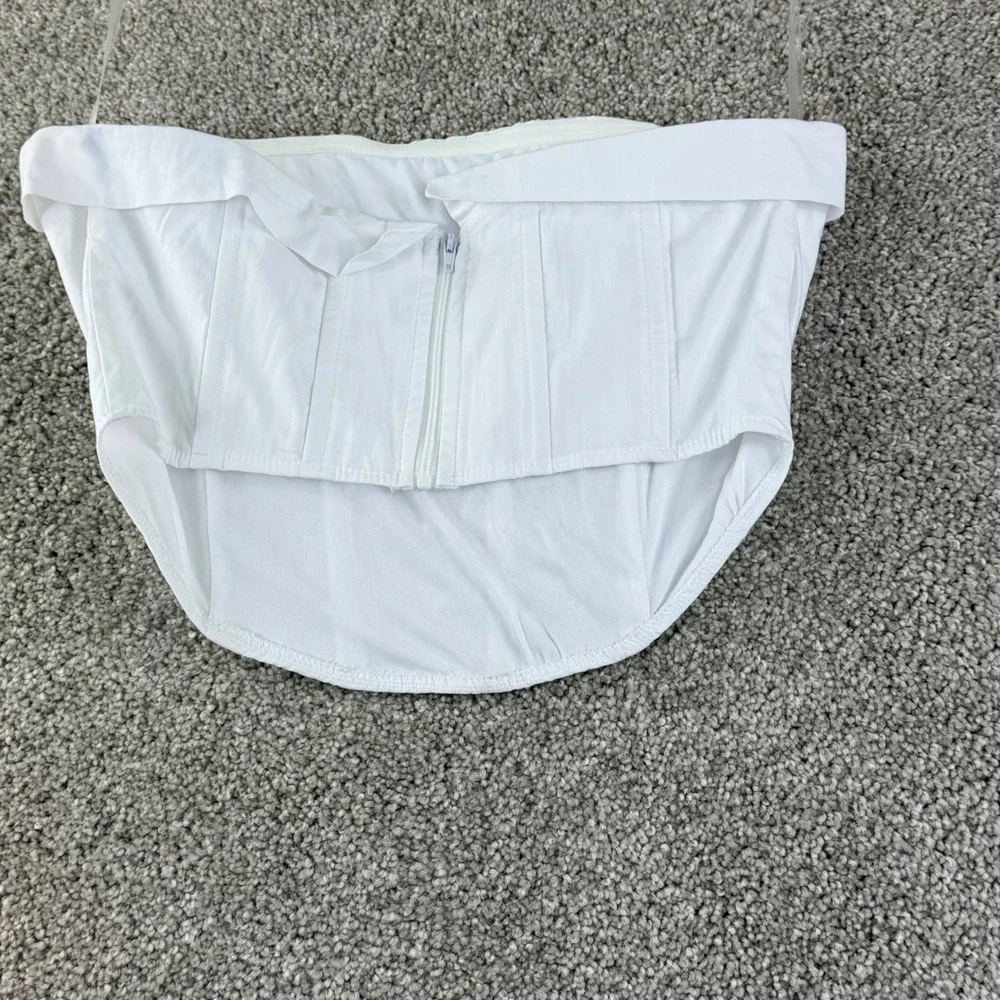 Kendall & Kylie Bustier Corset Top Small White Strapless Structured Zip Crop Top - Picture 8 of 9